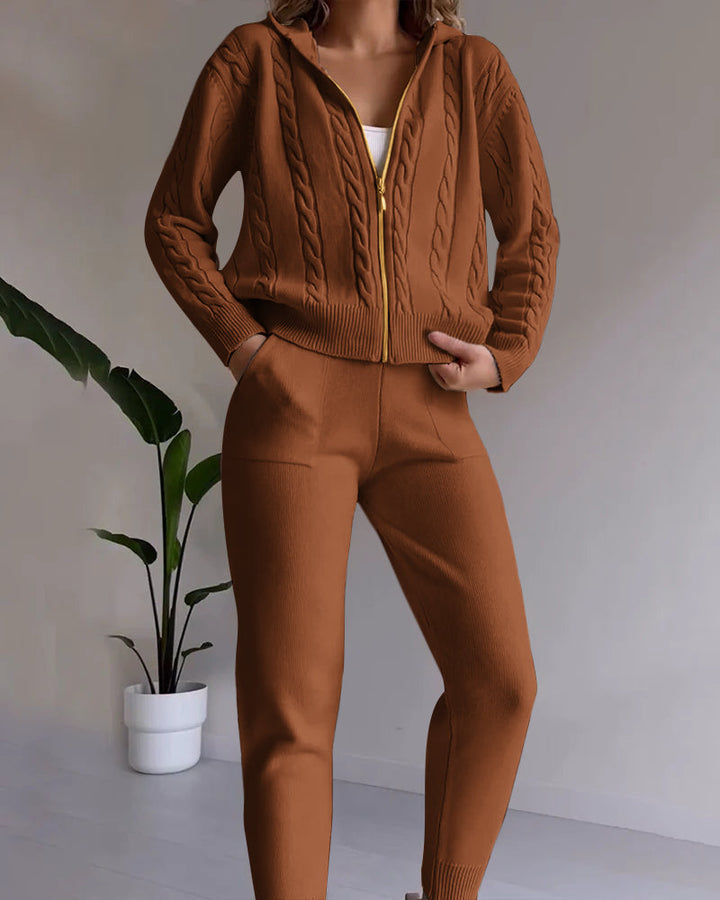 Drune | Casual jacquard cardigan set with twist design