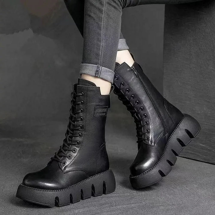 Drune | Reißverschluss Hohe Fleece Damenstiefel
