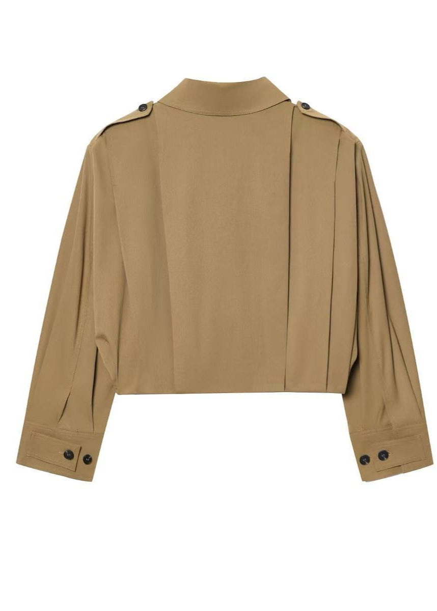 Drune | Knopfjacke mit Schulterklappen – Khaki