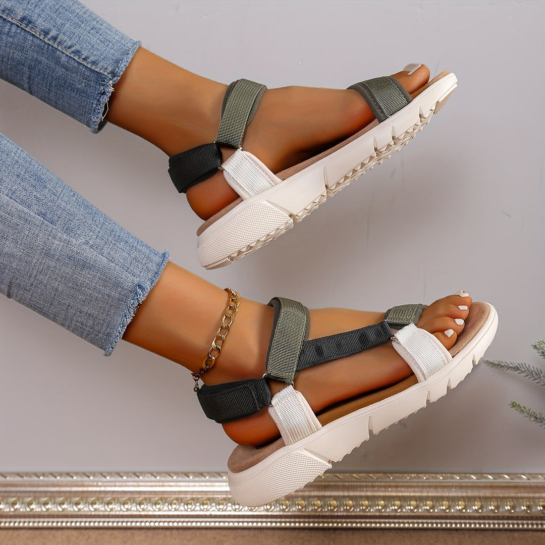 Drune | Damen Sandalen: Farbblock, Rutschfest, Elegant, Leicht, Outdoor, Sommer