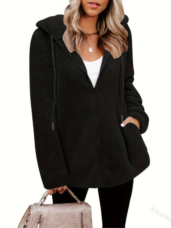 Drune | Leichtgewicht Teddyjacke mit Kapuze Polyester Warm und Bequem