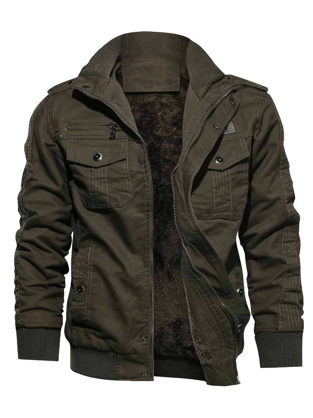 Drune | Langarm Reißverschluss Retro Stehkragen Winterjacke Für Herren - Perfekt für Freizeit