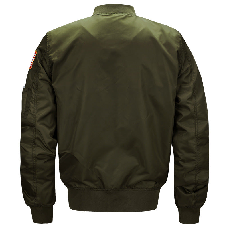 Herren  Flugstil gestickte Patch Bomberjacke mit Stifttasche am Ärmels Drune