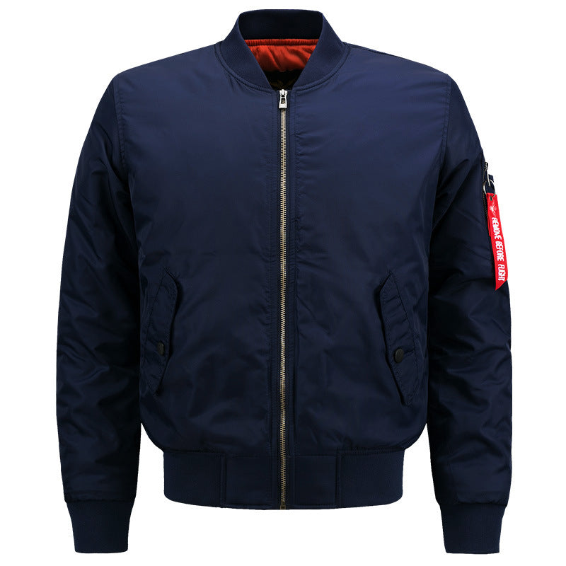 Männers  glänzende Mikro-Schalen Stehkragen Bomberjacke mit Ärmeltasche mit Reißverschluss und Druckknopfklappen Taschen Drune