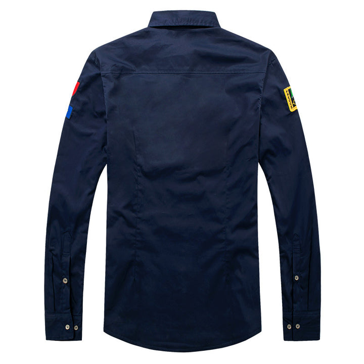 Herren  isolierte Military-Style Shirtjacke mit gestickten Patches und Kunstpelzfutter Drune