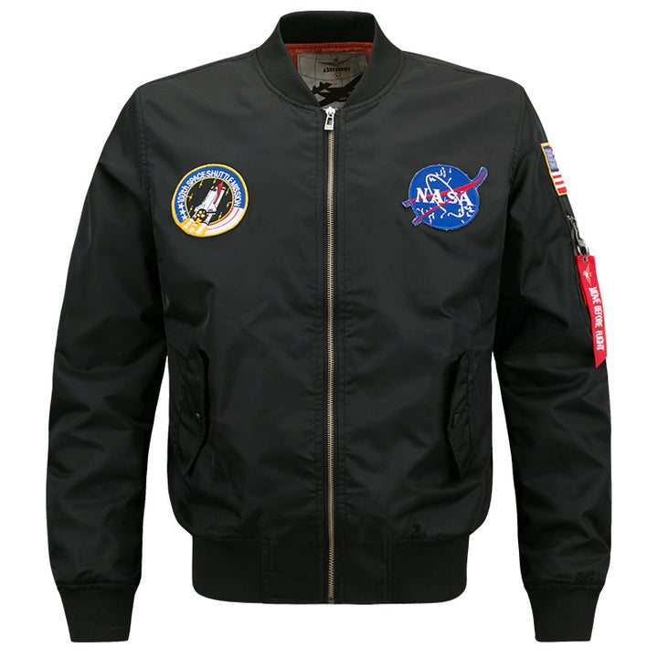 Herren  Flugstil gestickte Patch Bomberjacke mit Stifttasche am Ärmels Drune