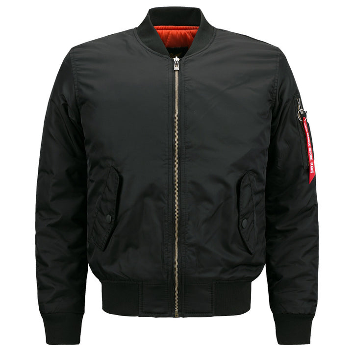 Männers  glänzende Mikro-Schalen Stehkragen Bomberjacke mit Ärmeltasche mit Reißverschluss und Druckknopfklappen Taschen Drune