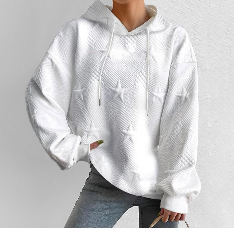 Drune | Einfarbiges weißes Sweatshirt mit langen Ärmeln