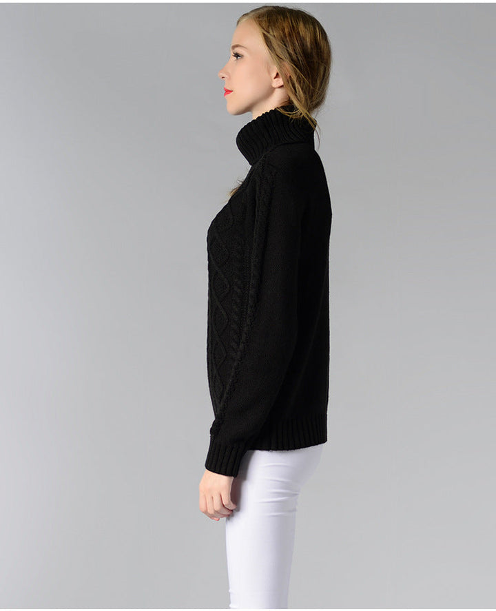 Drune | Damen Rollkragenpullover mit langen Ärmeln und Kabelstrick