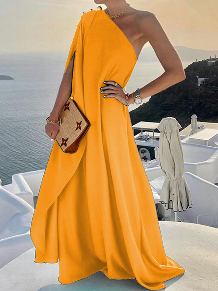 Drune | Drapiertes Maxikleid mit einem Schulter für Damen