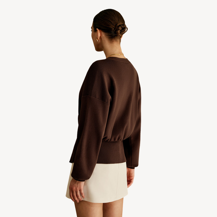 Drune | Damen Strick V-Ausschnitt Cardigan Pullover
