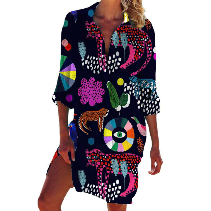 Drune | Bikini Jacke Shirt Badeanzug Strickjacke Damenbekleidung Druck Urlaub Strandshirt