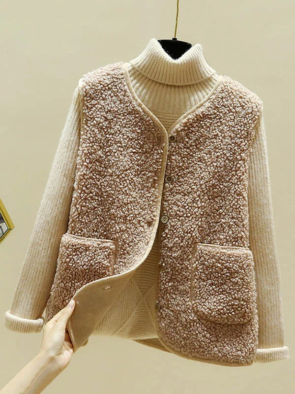 Drune - Warmer Ärmelloser Lammwolle Cardigan Für Frauen