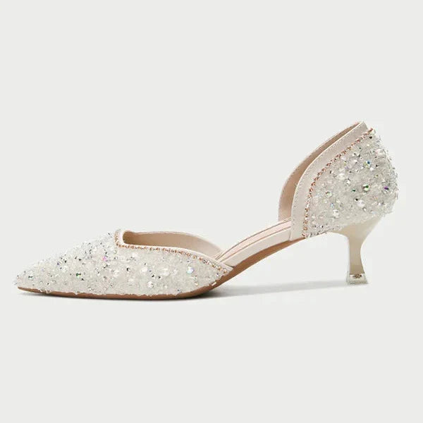 Drune | Stilvolle Schuhe mit Spitzer Zehe und Mittlerem Absatz mit Glitzeroberfläche