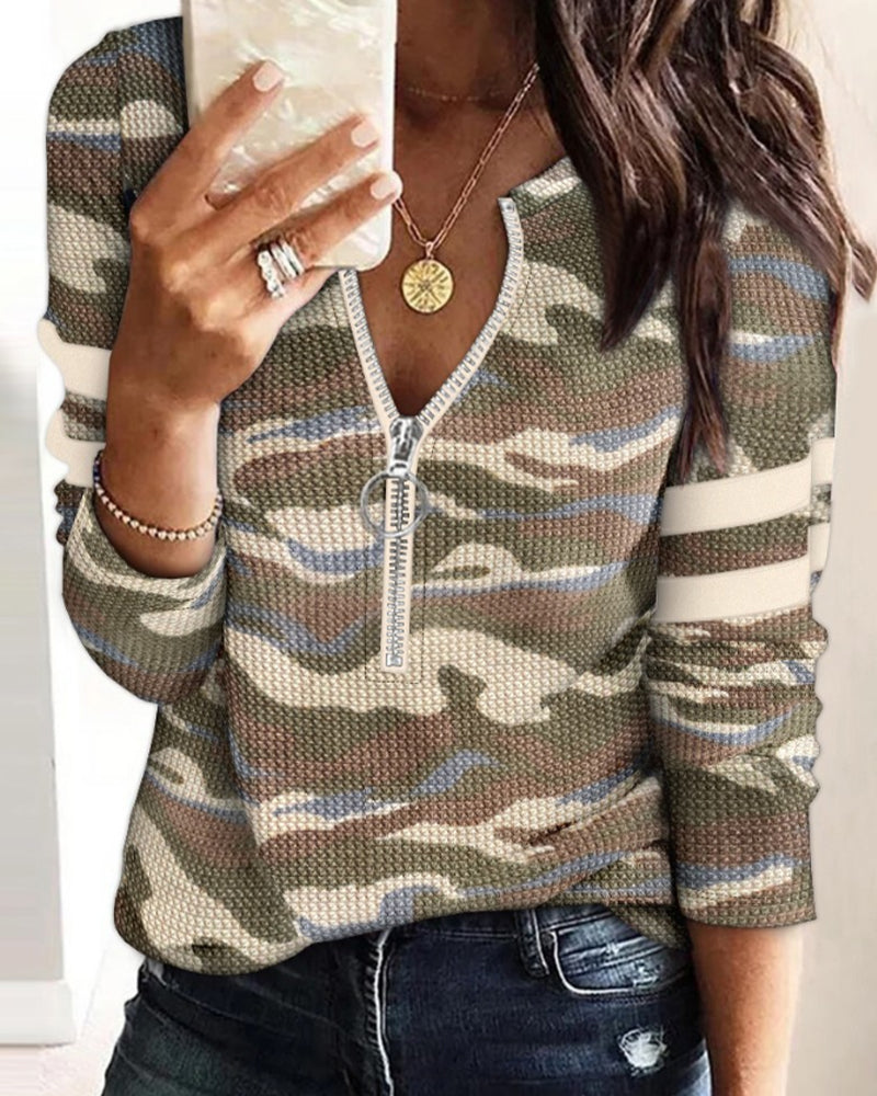 Drune Halbzip Camouflage Langarm