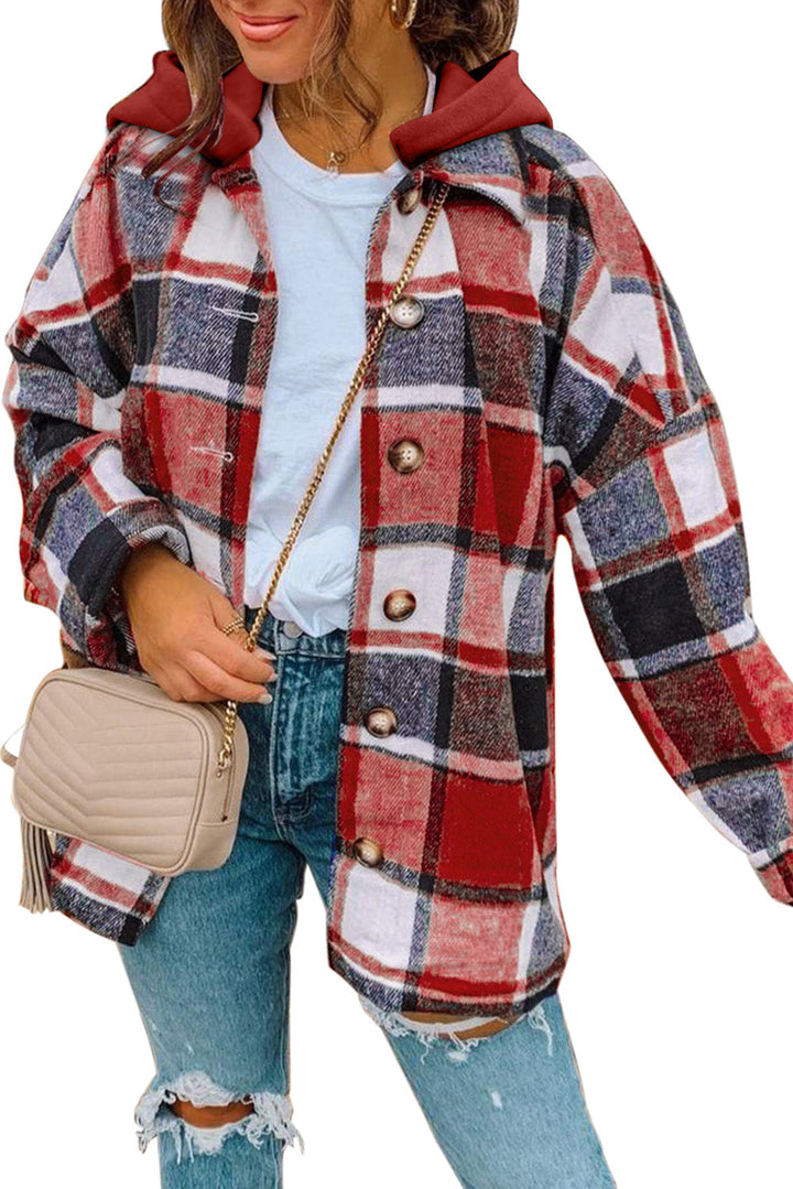 Drune | Gitterhemdenjacke mit Kapuze Polyester Lässig und Trendy