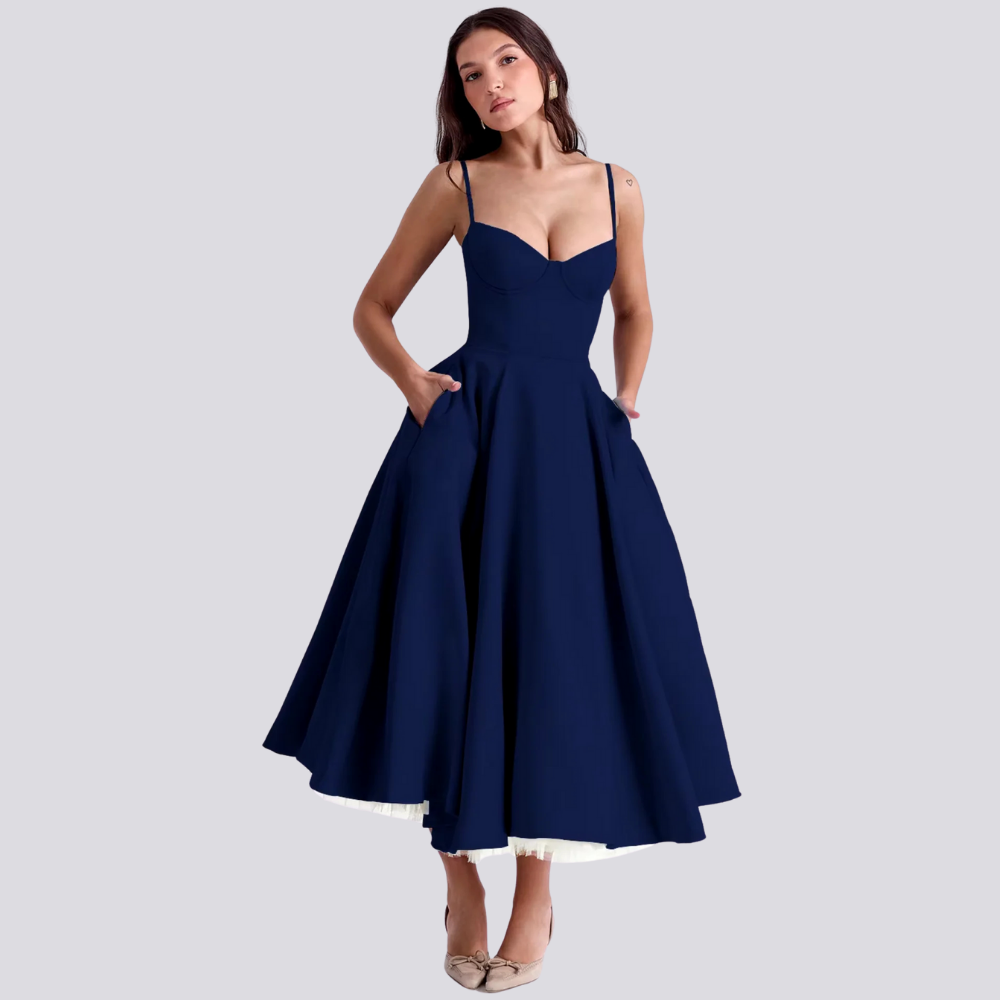 Drune | Midi Kleid Mit Blumenkorsatzt Für Damen