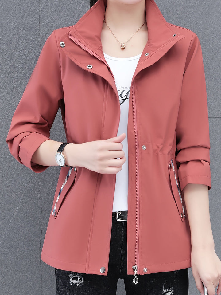 Drune | Mode Rosa Reißverschlussjacke mit Kontrast für einen modernen Look
