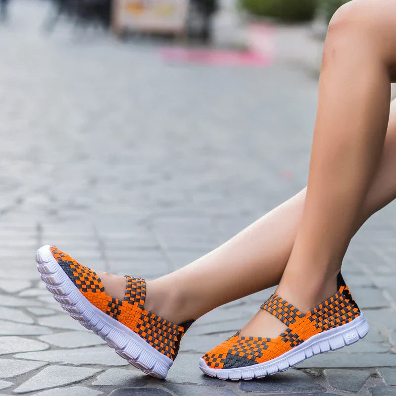 Drune elastische Band gewebt leichte flache Schuhe