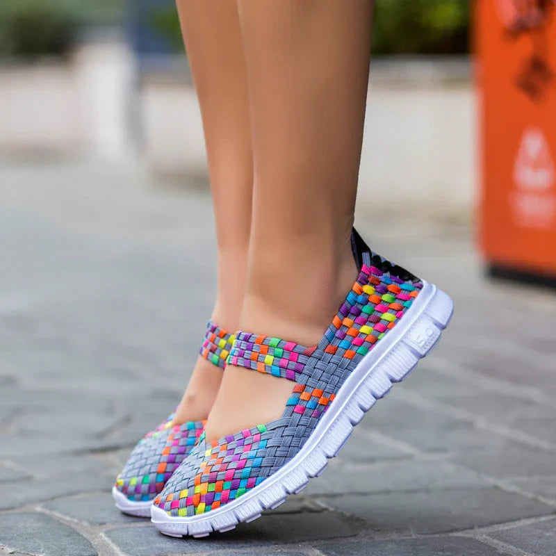 Drune elastische Band gewebt leichte flache Schuhe