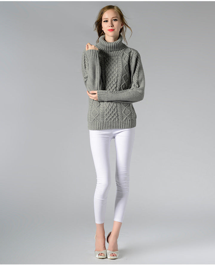 Drune | Damen Rollkragenpullover mit langen Ärmeln und Kabelstrick