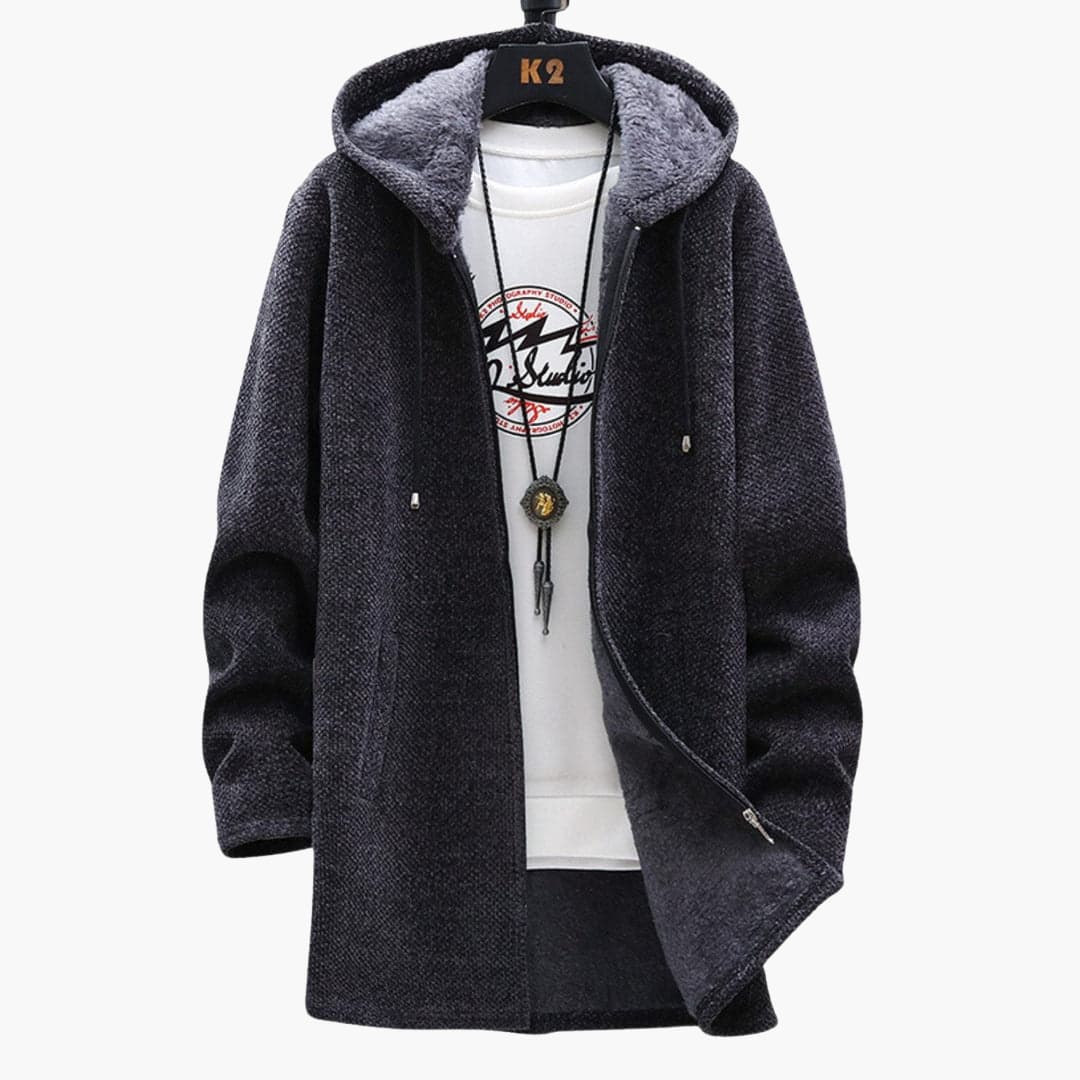 Drune | Lange Kapuzenjacke Weiches Fleecefutter Bequemer Stil