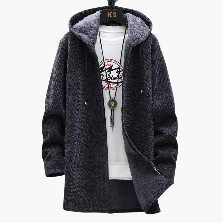 Drune | Lange Kapuzenjacke Weiches Fleecefutter Bequemer Stil