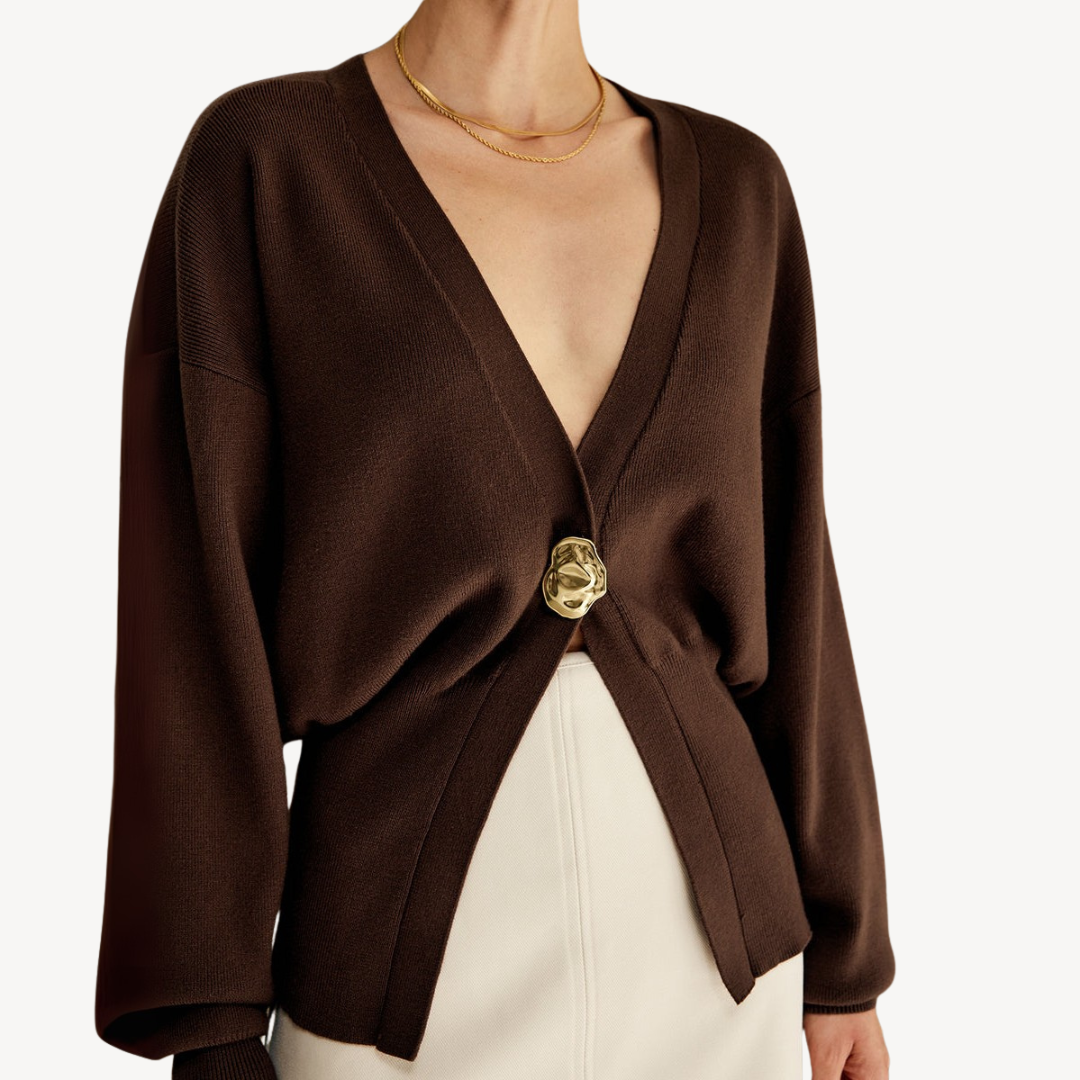 Drune | Damen Strick V-Ausschnitt Cardigan Pullover