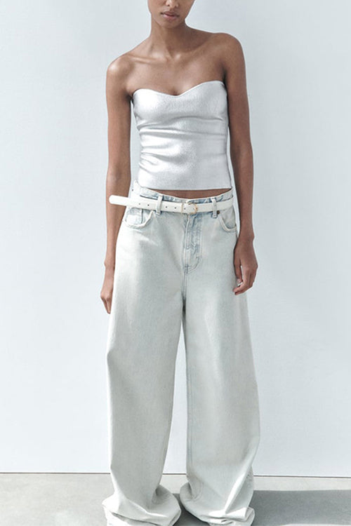 Drune | Rosiedress Bandeau Metallic Crop Tube Top