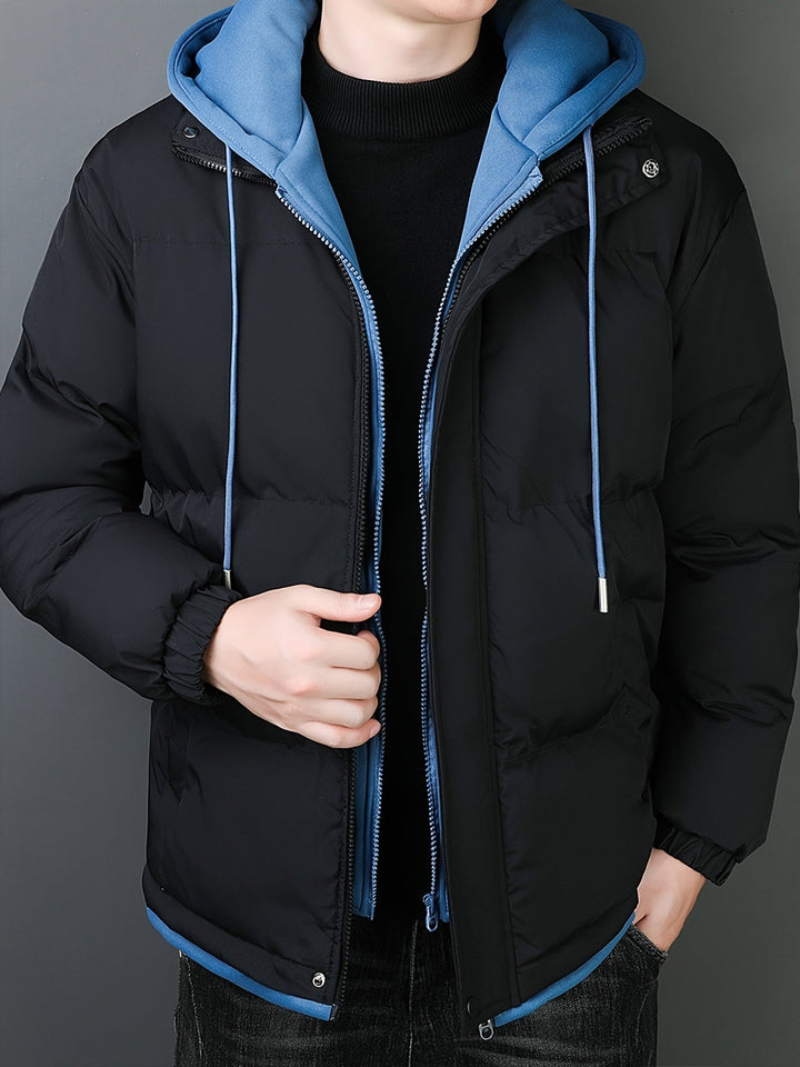 Drune | Falsche Zwei Teile Kapuzen Winterjacke Für Herren - Perfekt für Outdoor-Aktivitäten