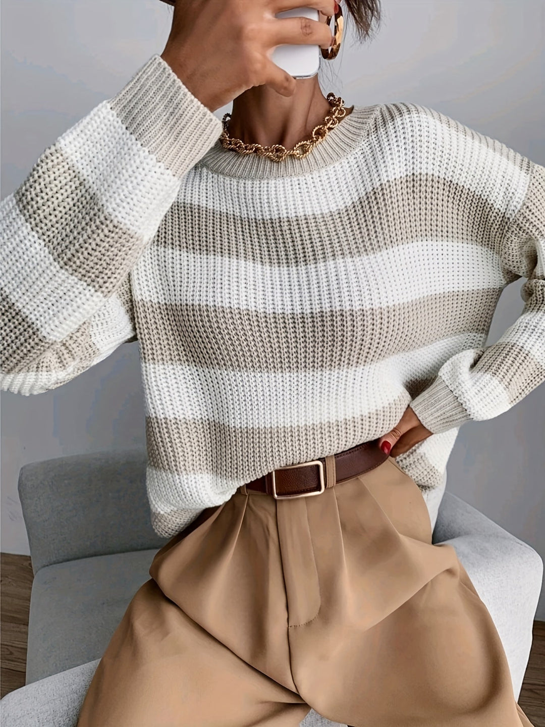 Drune | Bequemer Gestreifter Pullover