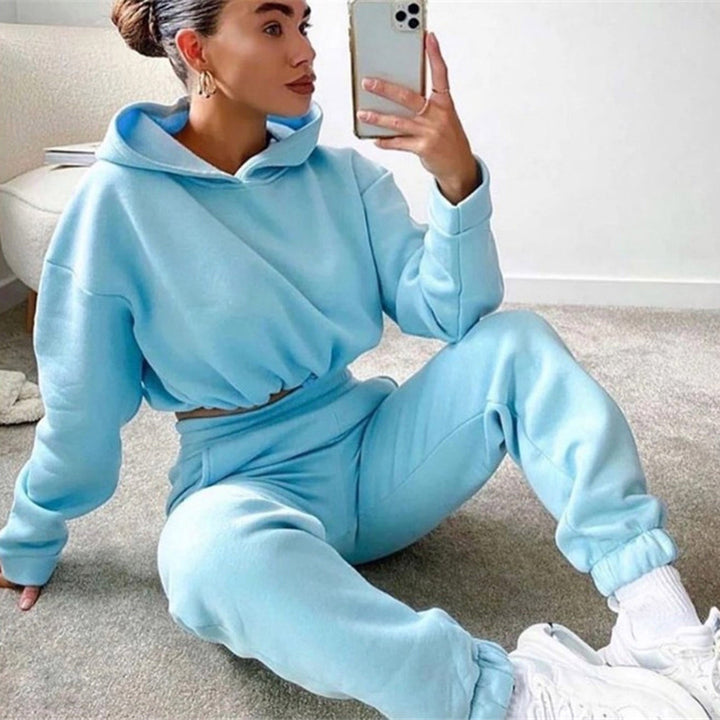 Drune | Damen Jogginganzug Zweiteiler mit Cropped Hoodie