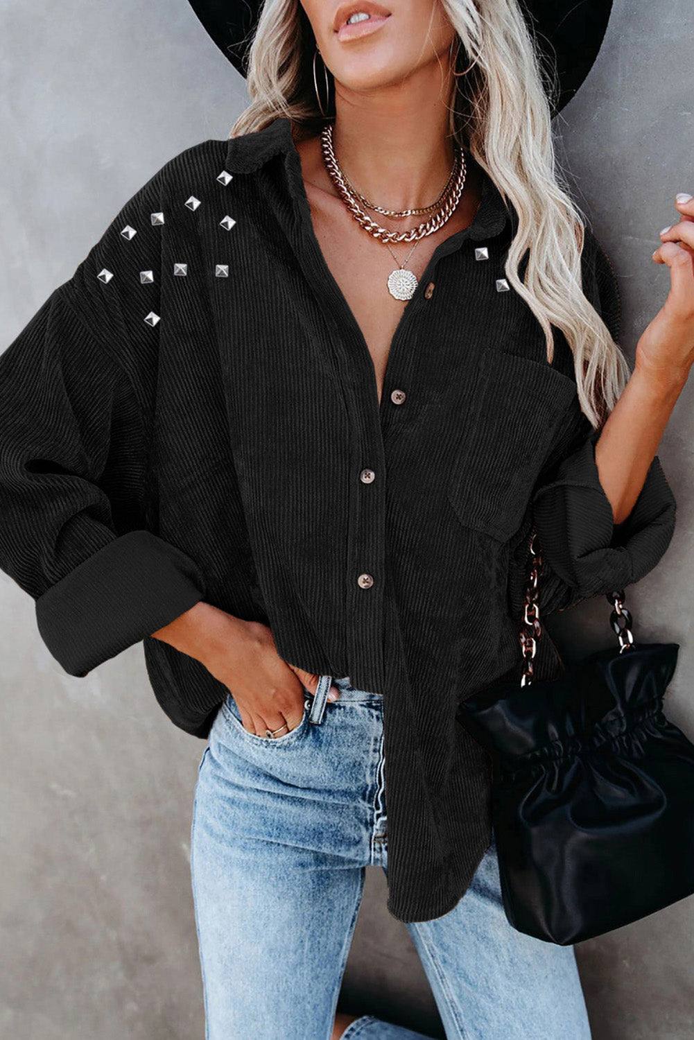 Drune | Cordura-hemdjacke mit Nieten Baumwollmischung Trendy und Modern