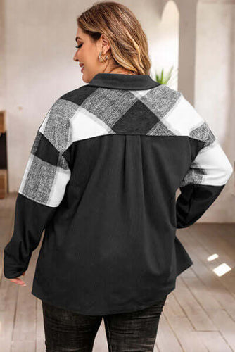 Drune | Plus Size Karos Shacket Jacke für Damen