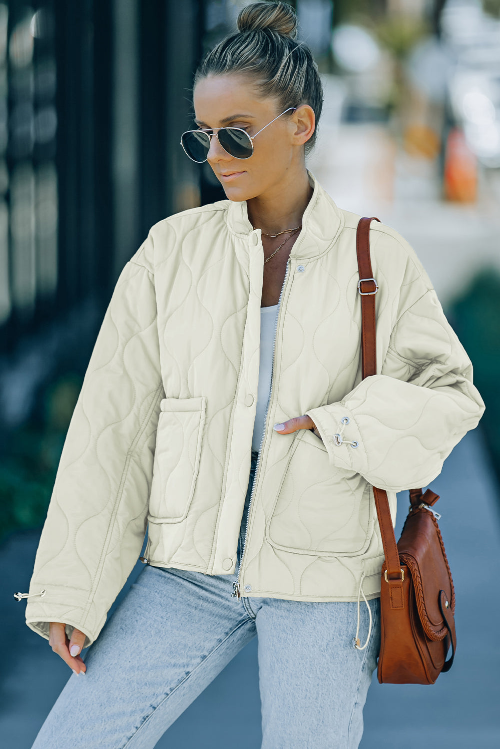 Drune | Kordelzug Gefallene Schulter Gequiltete Jacke