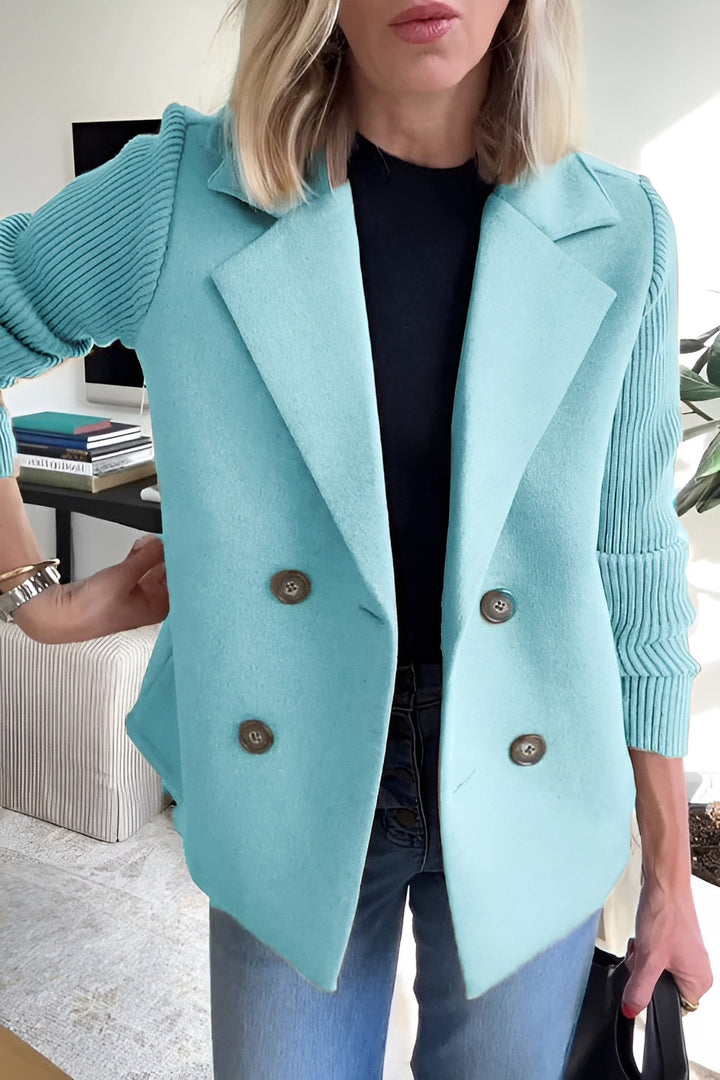 Drune | Damen Blazer aus veganer Wolle mit gestrickten Ärmeln