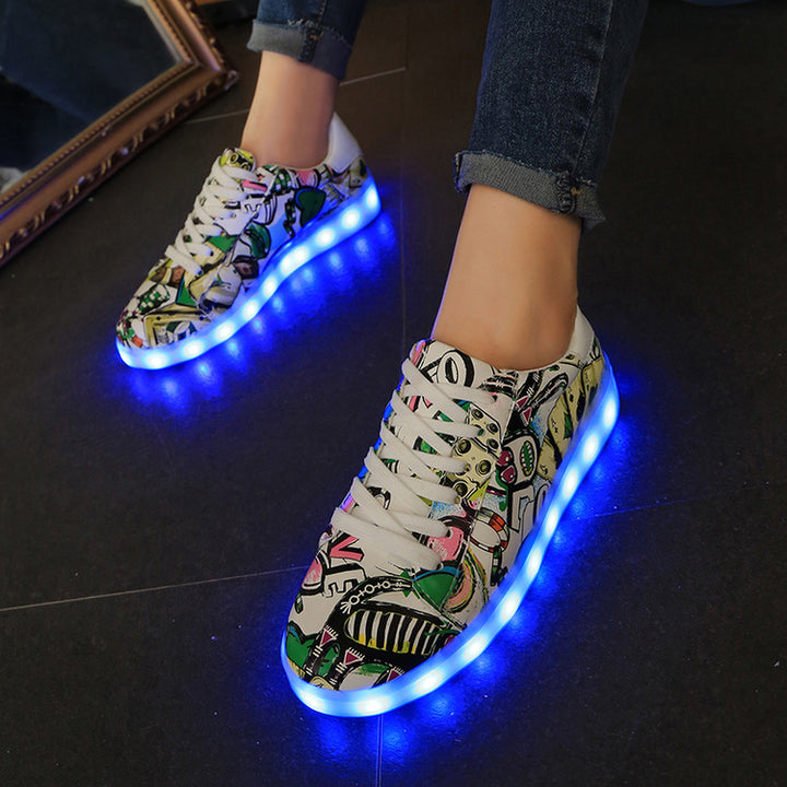 Damen leuchtende Sneakers mit auffälligen Grafiken und rutschfester Sohle Drune