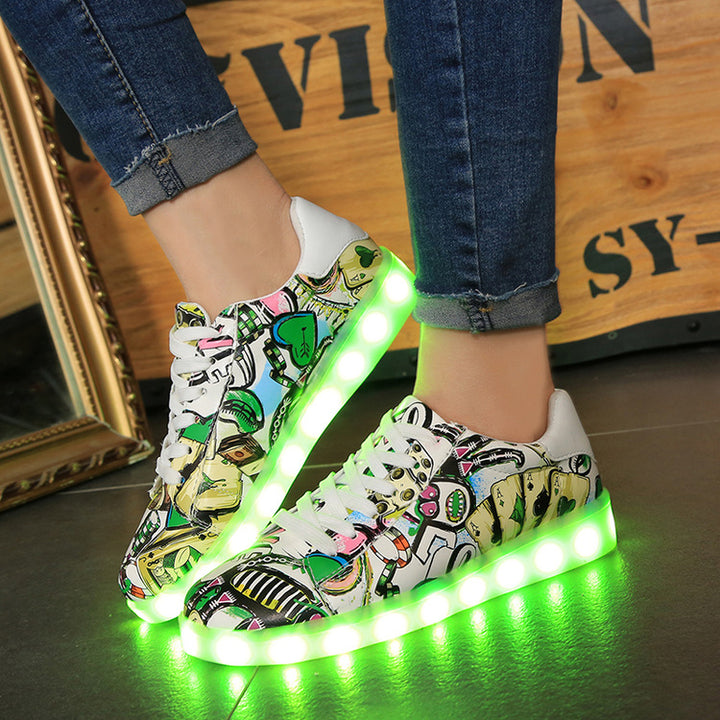 Damen leuchtende Sneakers mit auffälligen Grafiken und rutschfester Sohle Drune