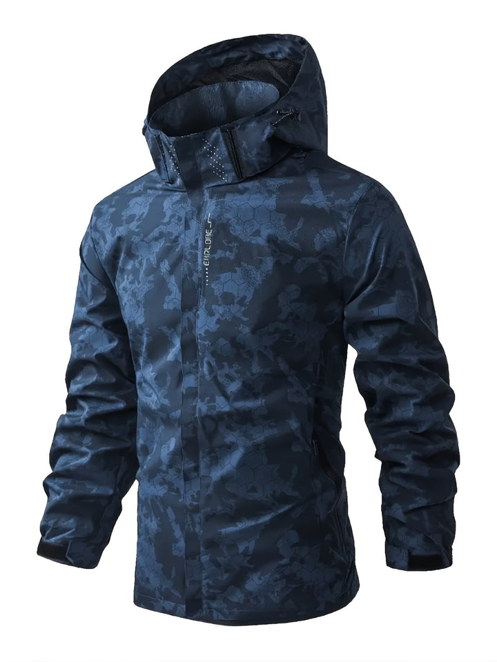 Drune | Tarnmuster Kapuzen-Windbreaker-Outdoorjacke Für Frühling Für Herren - Perfekt für Outdoor-Aktivitäten im Frühling