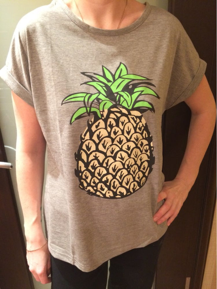 Damen T-Shirt mit fröhlichem Ananas-Motiv und lässigem Schnitt Drune
