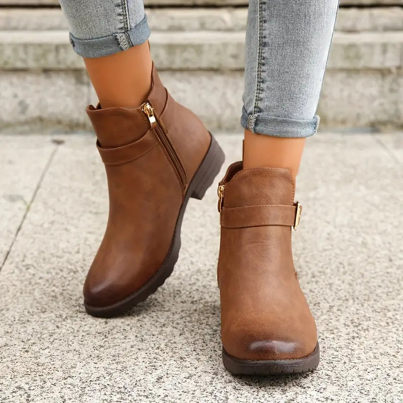 Drune | Lässige Rutschfeste Stiefelette mit Seitlichem Reißverschluss
