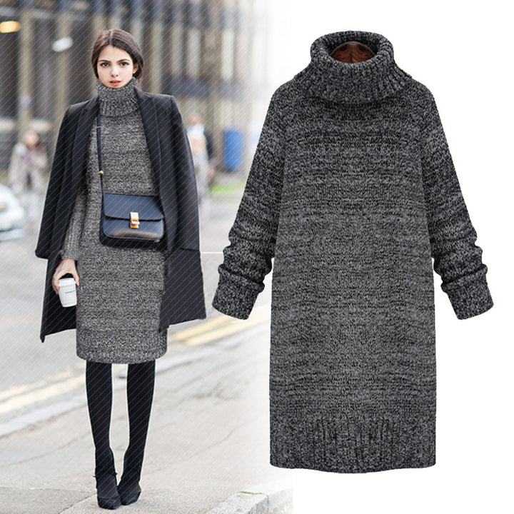 Damen Strickkleid mit hohem Rollkragen und lässigem Schnitt Drune