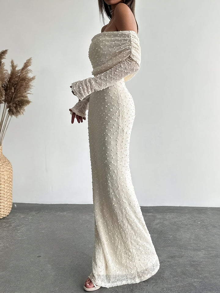 Abendkleid Glitzernd Schulter Pailletten