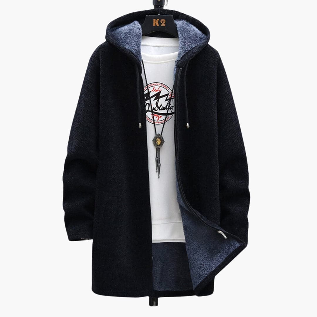 Drune | Lange Kapuzenjacke Weiches Fleecefutter Bequemer Stil
