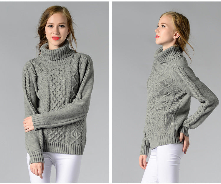 Drune | Damen Rollkragenpullover mit langen Ärmeln und Kabelstrick