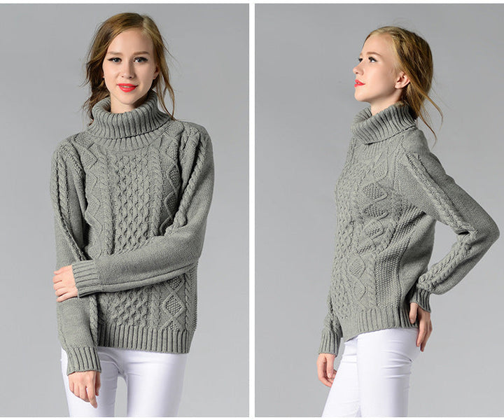 Drune | Damen Rollkragenpullover mit langen Ärmeln und Kabelstrick