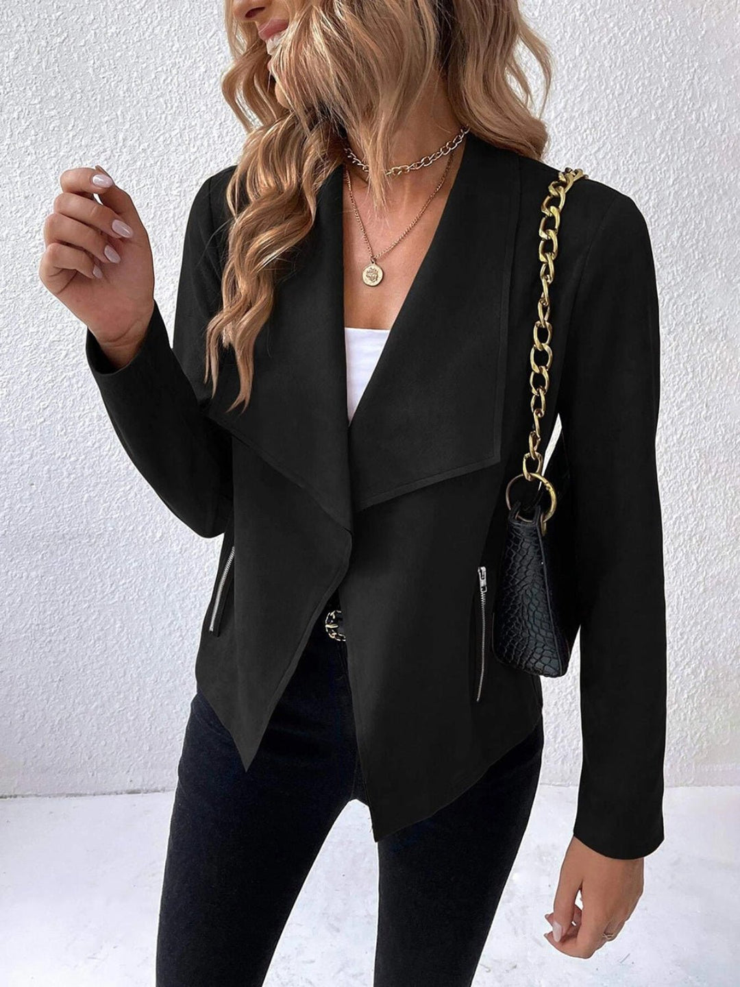 Drune | Kunstlederjacke - Leicht & Schick - Offenes Vorderdesign - Vielseitige Schicht