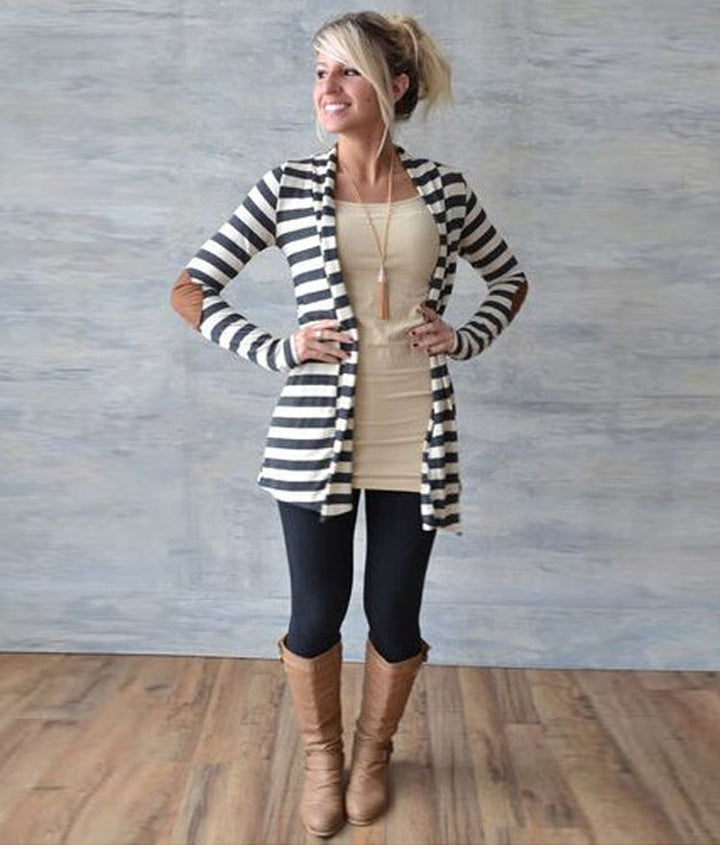 Damen Lässiger Strickcardigan mit Ellbogenpatches Drune