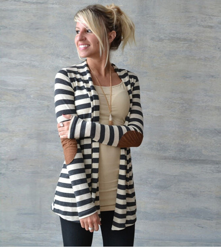 Damen Lässiger Strickcardigan mit Ellbogenpatches Drune