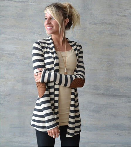 Damen Lässiger Strickcardigan mit Ellbogenpatches Drune